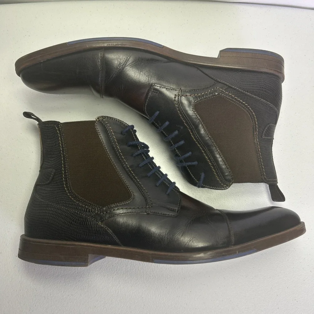 Stacy Adams Rafferty Men's Boots Size 10 M Brown Cap Toe Lace Up Leather Chelsea